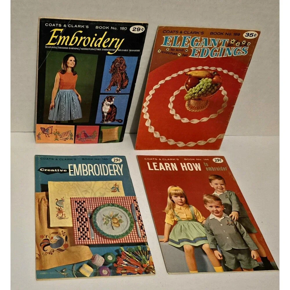 4 Embroidery Knit Crochet Booklets Variety  Vintage Coats & Clarke's Booklets #7